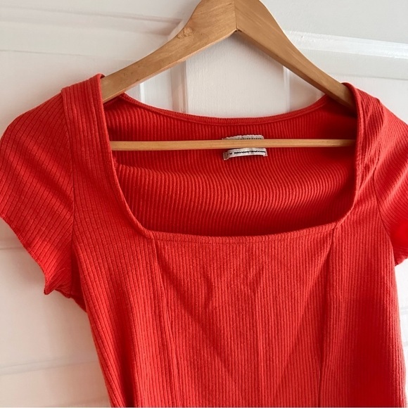 Urban Outfitters Square Neck Tee Orange‎ Size Medium - Picture 3 of 6